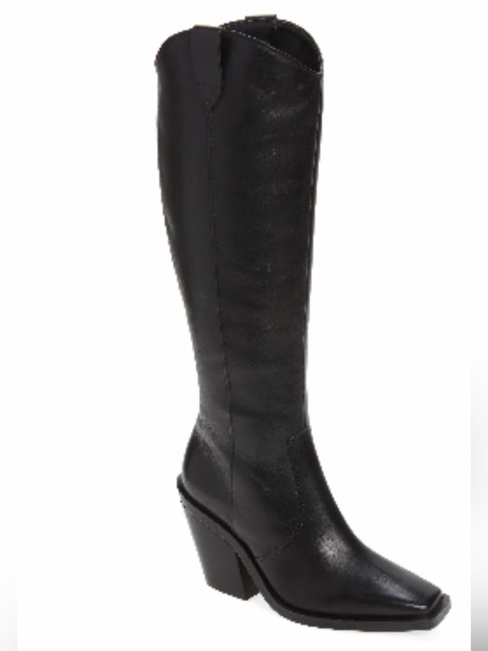 Vince Camuto Afelia Knee High Black Square-Toe Heeled Boots